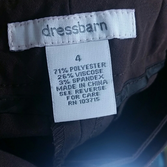 Pants Dark Brown Straight Leg Button Detail Stretch Pockets Classic Dressy - Picture 4 of 4